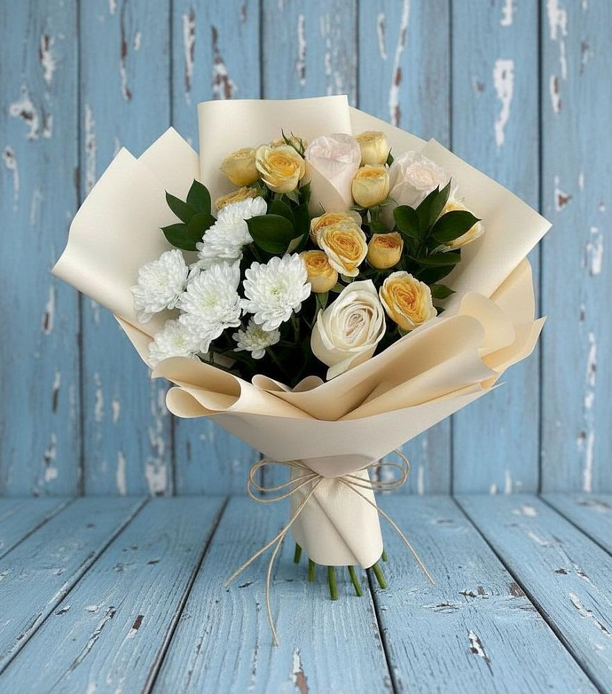 Букет цветов из: Розы и Хризантемы в Черногорске