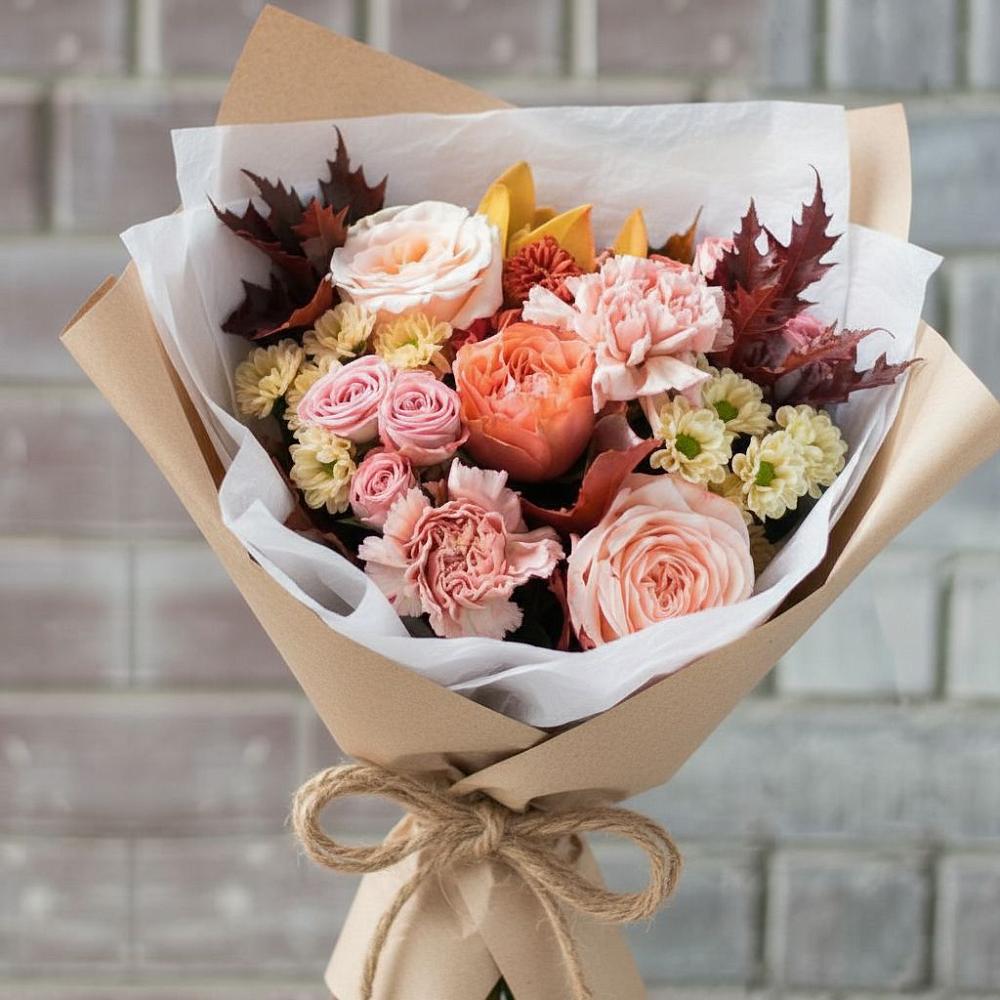 Букет цветов из: Гвоздики, Хризантемы и Розы в Черногорске