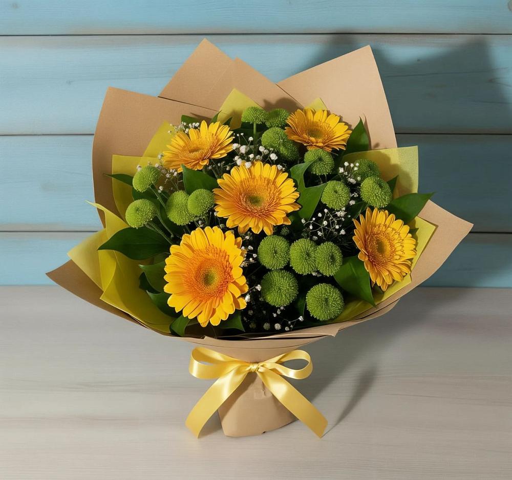 Букет цветов из: Герберы и Хризантемы в Черногорске