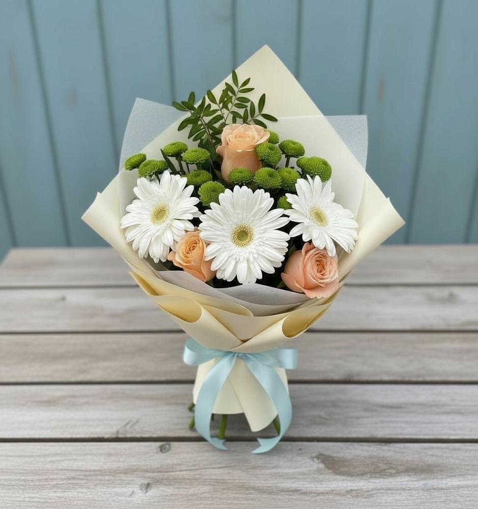 Букет цветов из: Герберы, Розы и Хризантемы в Черногорске