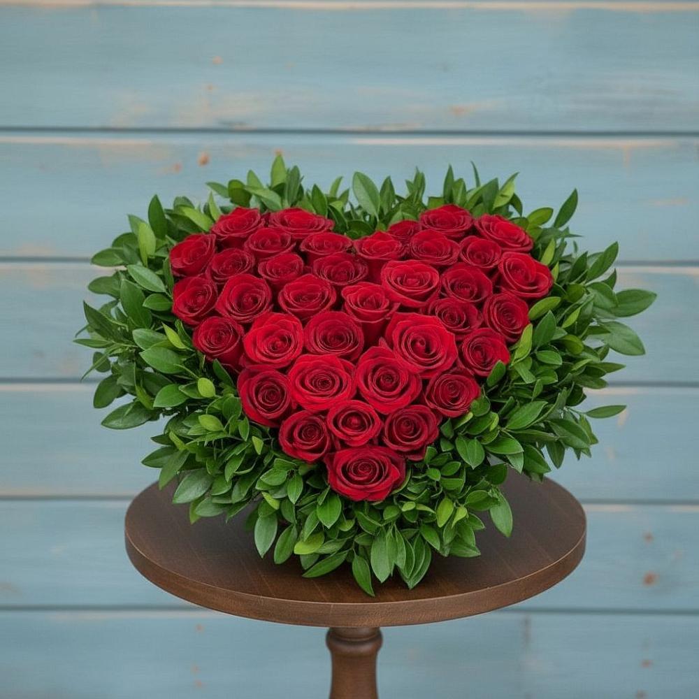 Цветочная композиция из Розы в виде сердца в Черногорске