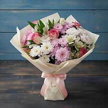 Букет цветов из:  Хризантемы, Альстромерии и Розы #REPLACE_PRED# Черногорске