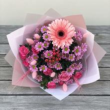 Букет цветов из:  Розы, Герберы и Хризантемы в Черногорске